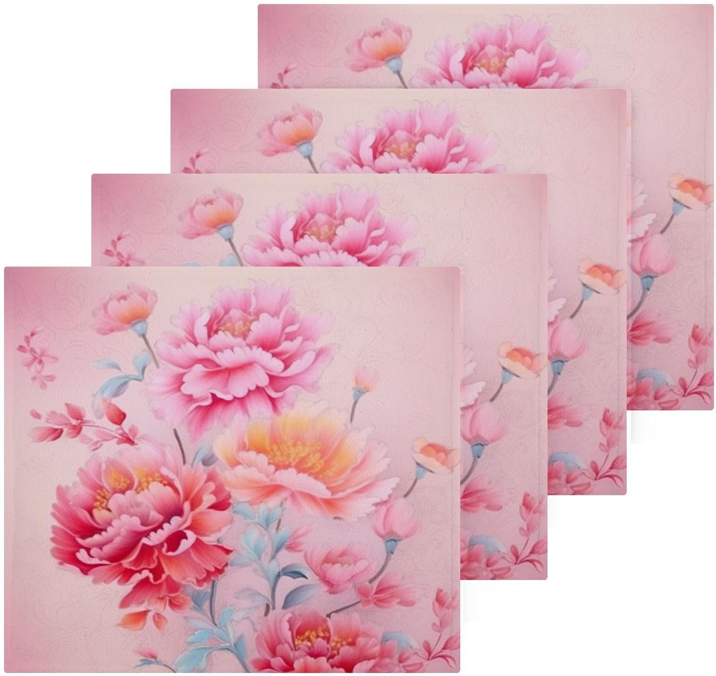 Yettasin Peony Flower Washcloths Soft Absorbent Reusable Baby Face Towels
