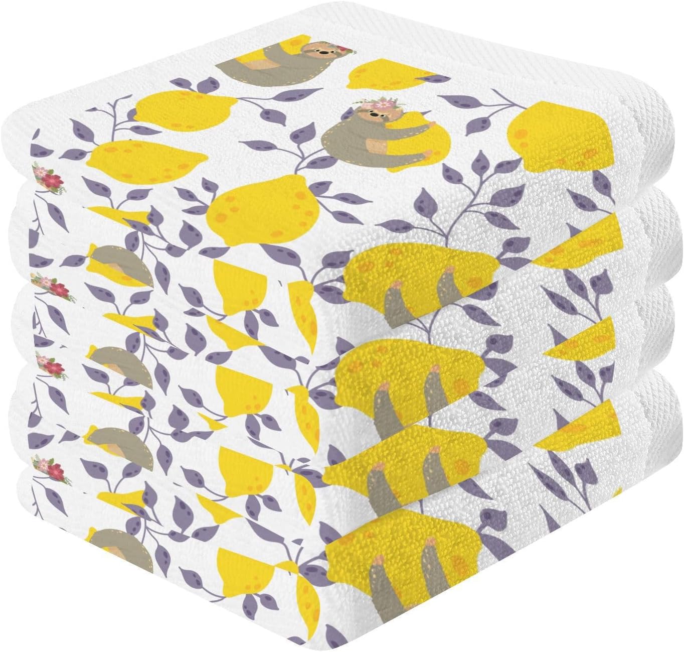 ALAZA Cute Sloths Yellow Lemons Towels