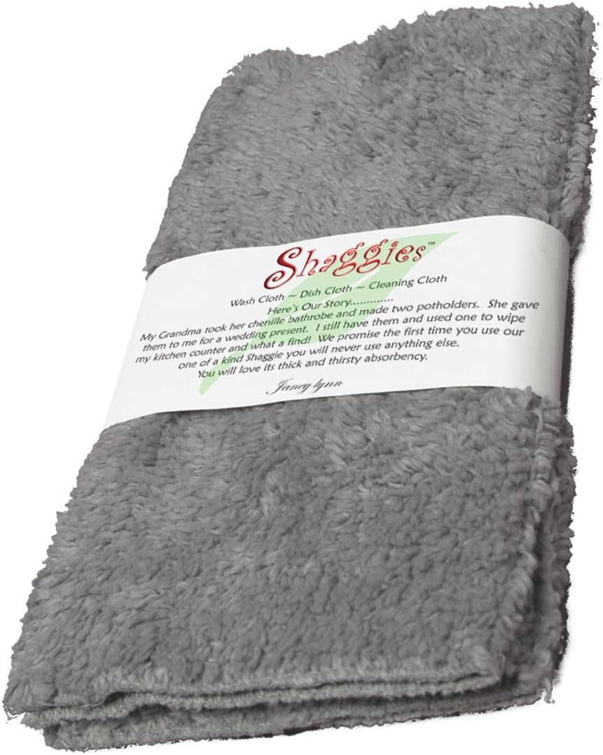 Goosie Grey Shaggies Chenille Washcloth 10x10