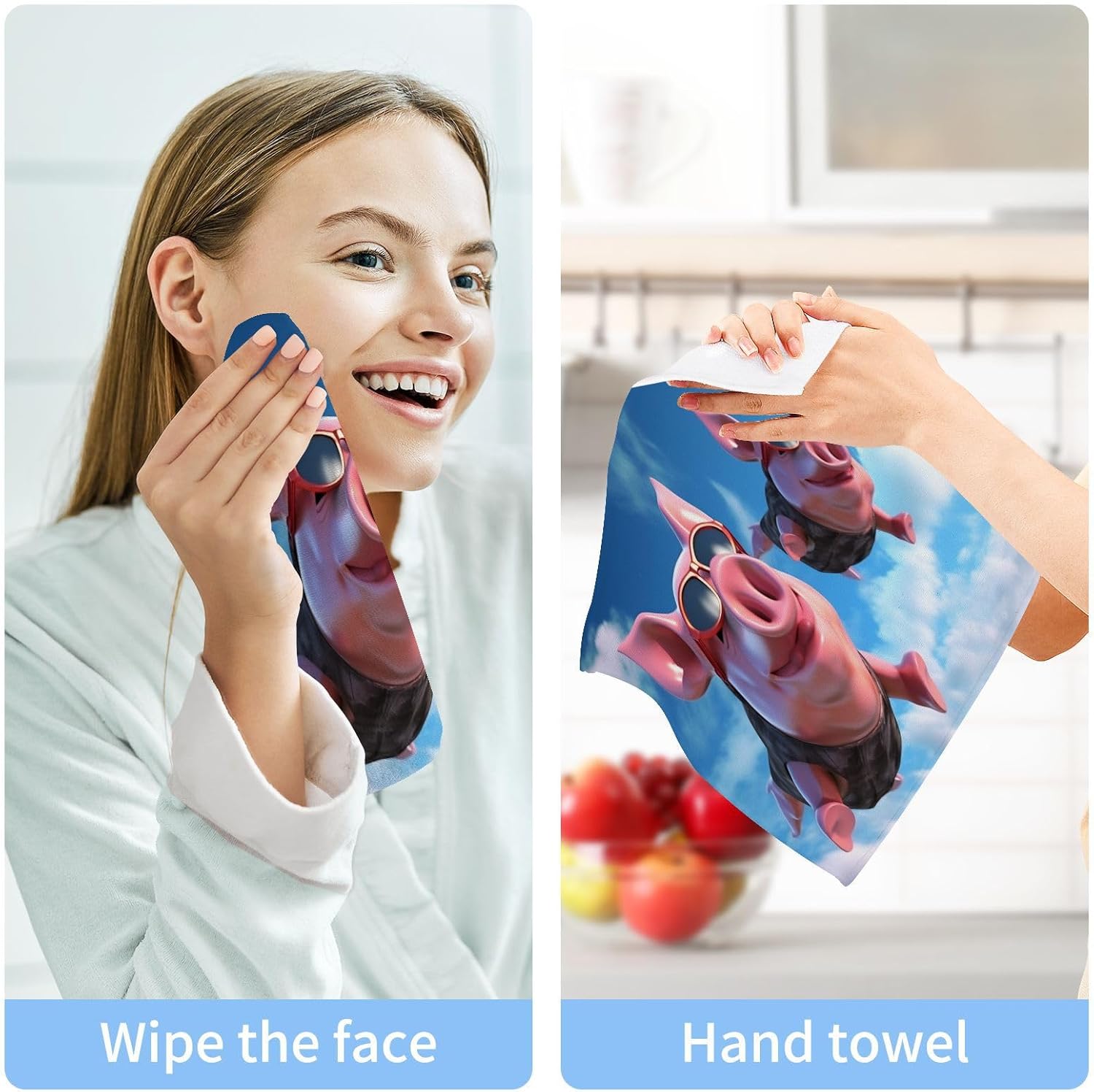 Flying Pig Washcloth Set Soft Absorbent Reusable Towels