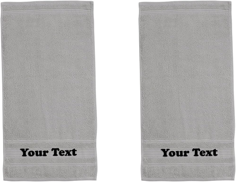 Ephesos Personalized bath towel set custom embroidery 2-pieces soft elegant grey