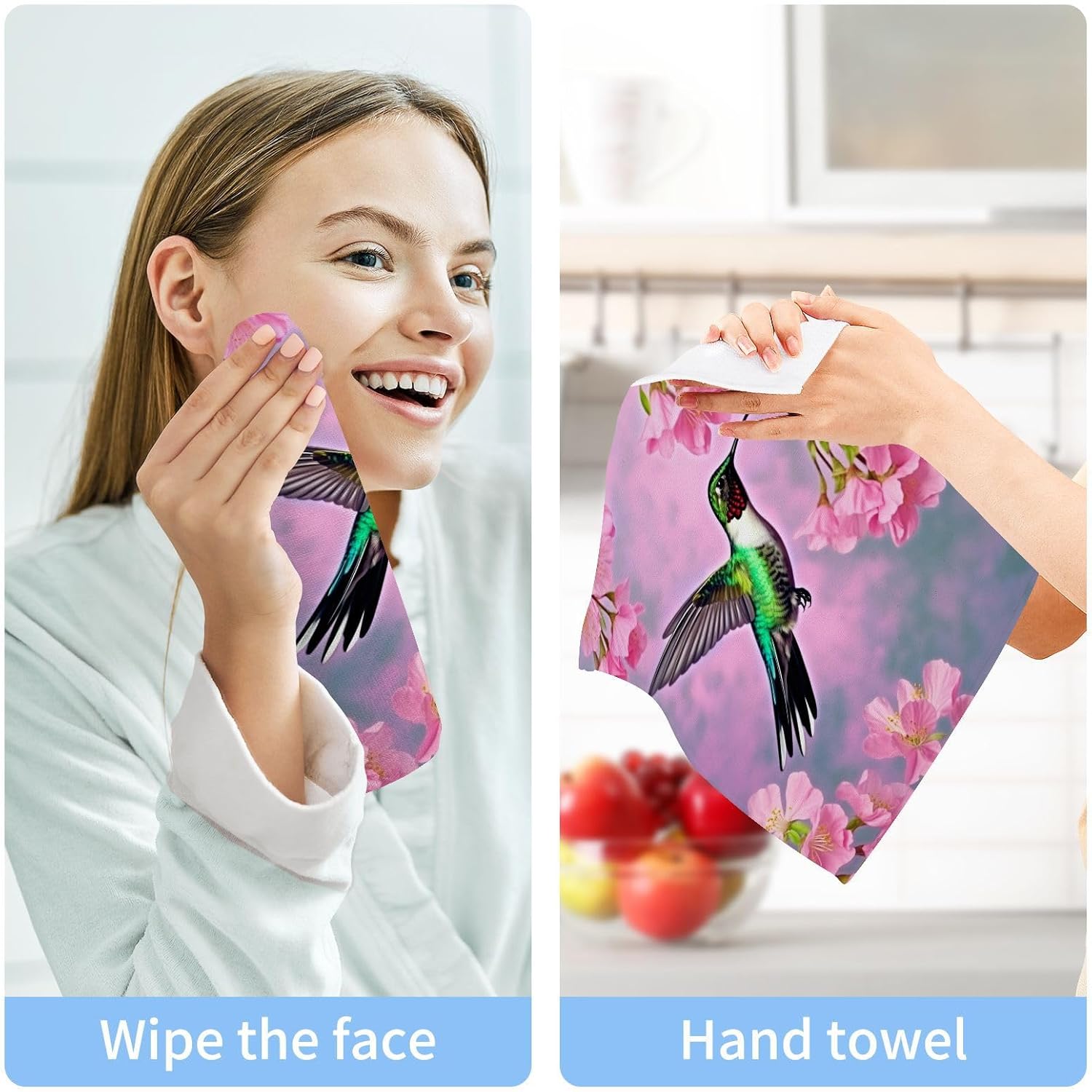 YETTASBIN Hummingbird Washcloths 2 Pack