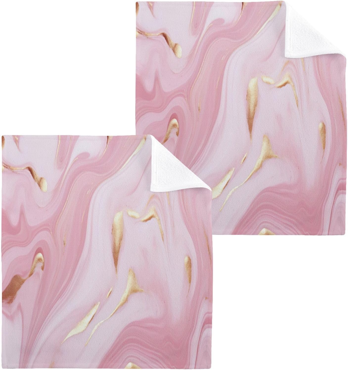 Marble Washcloth Set 2-Piece Soft Absorbent 12x12 Inch