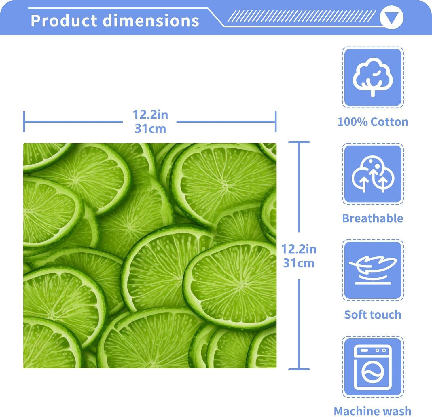 Gentle Gifting Set of 4 Soft 12x12 Lime Cotton Washcloths