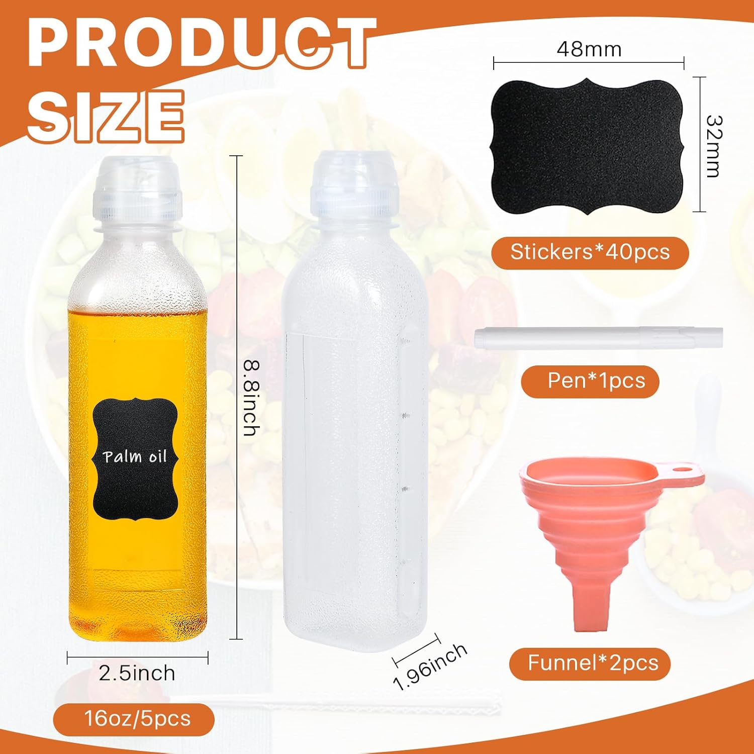 10-Piece Set of 16oz Condiment Squeeze Bottles