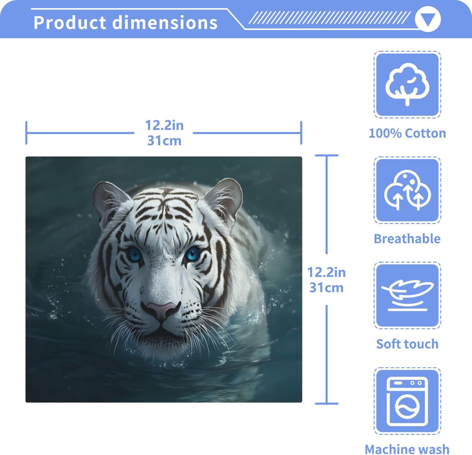 Kigai Ultra Soft White Tiger Washcloth Set