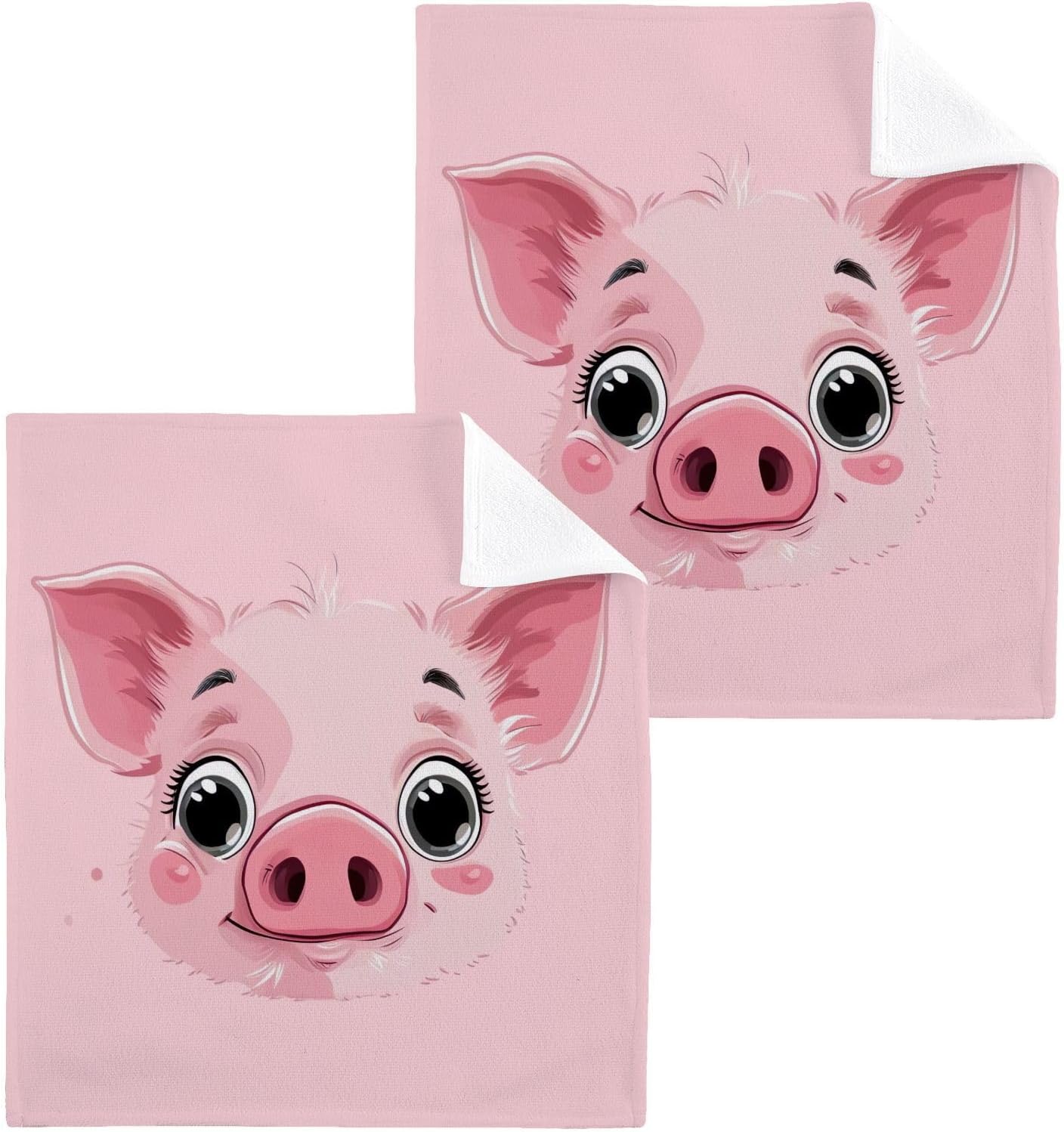 YETTASBINPink Pig Washcloth Set Soft Absorbent Cotton Face Towels