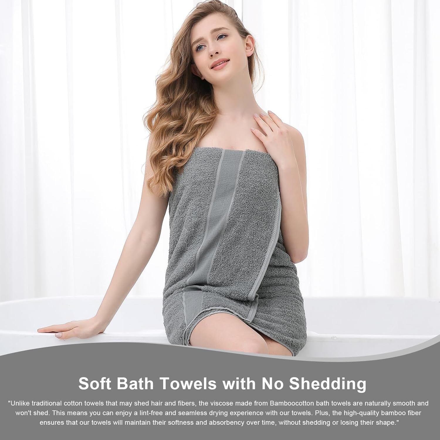 Aibaser 6 Piece Bath Towel Set - Grey