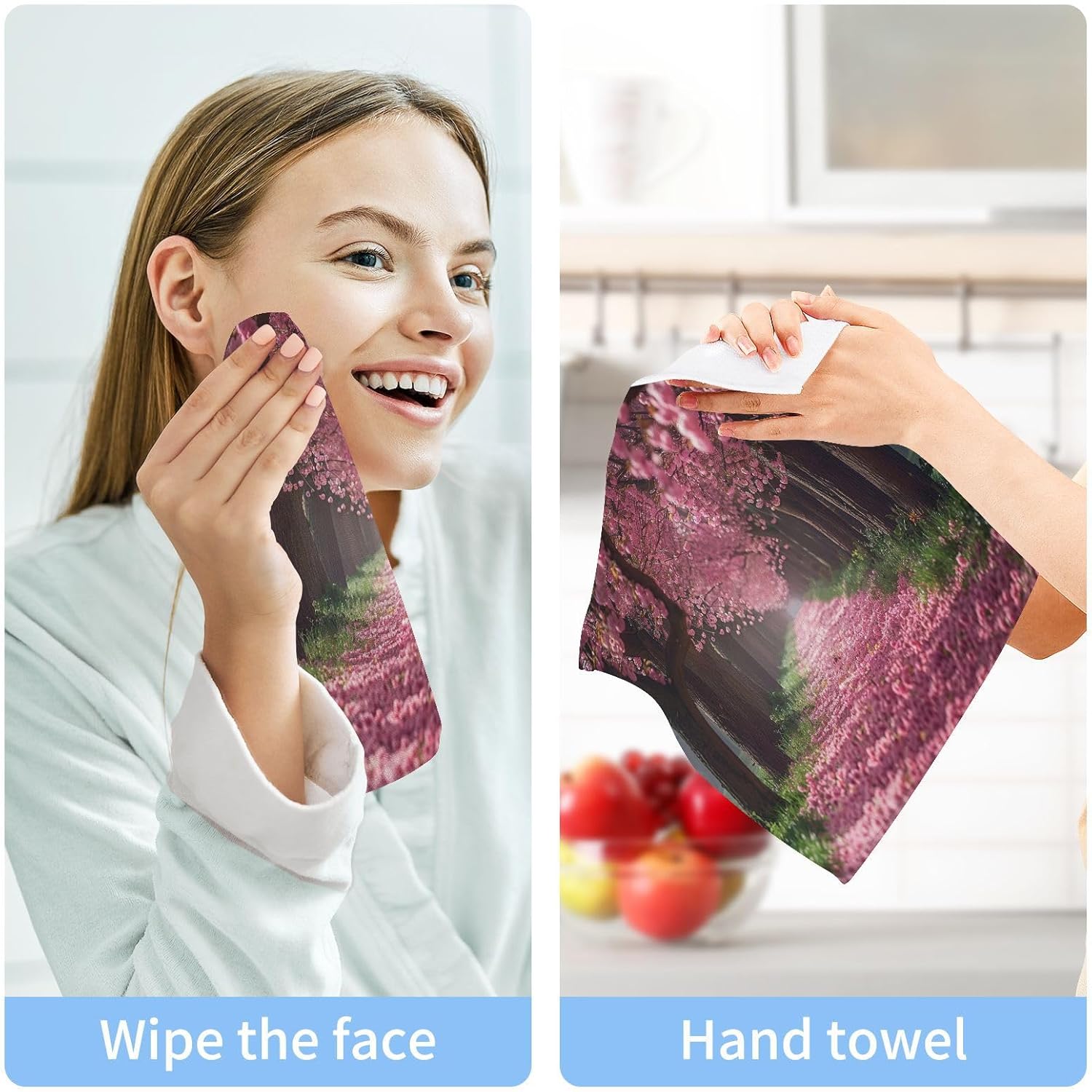 YETTASBIN Cherry Blossoms Washcloths 2 Pack 1