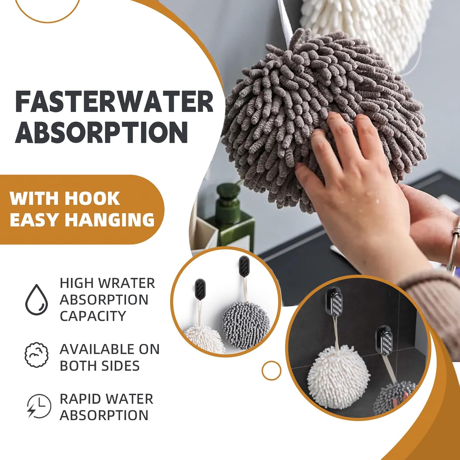 BCIBhucy Fluff Ball Hand Towels