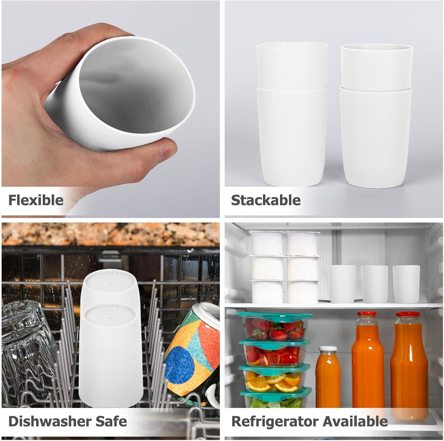 4-Pack White Reusable Tumbler Toothbrush Holders