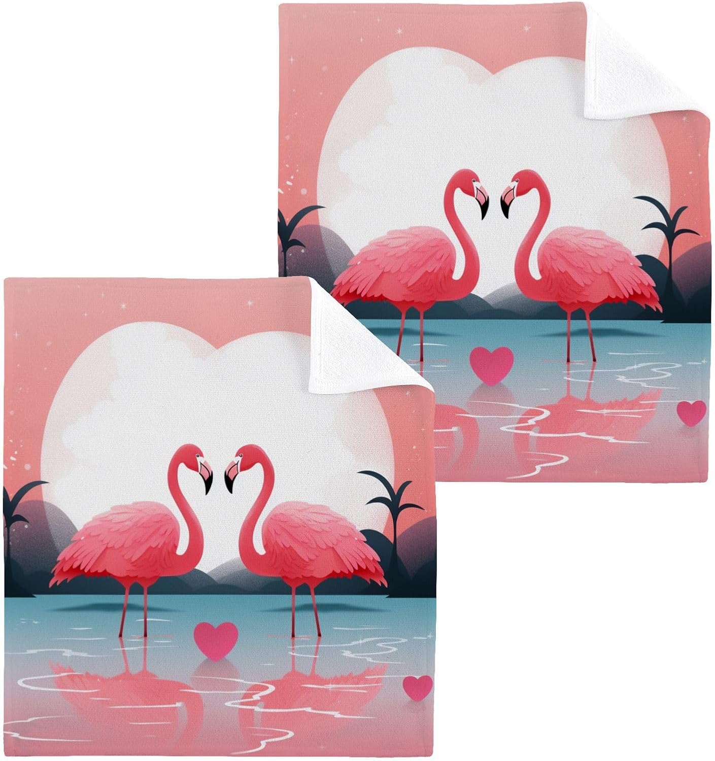 YETTASBIN Flamingo Washcloths 2 Pack Soft Cotton Face Towels 1
