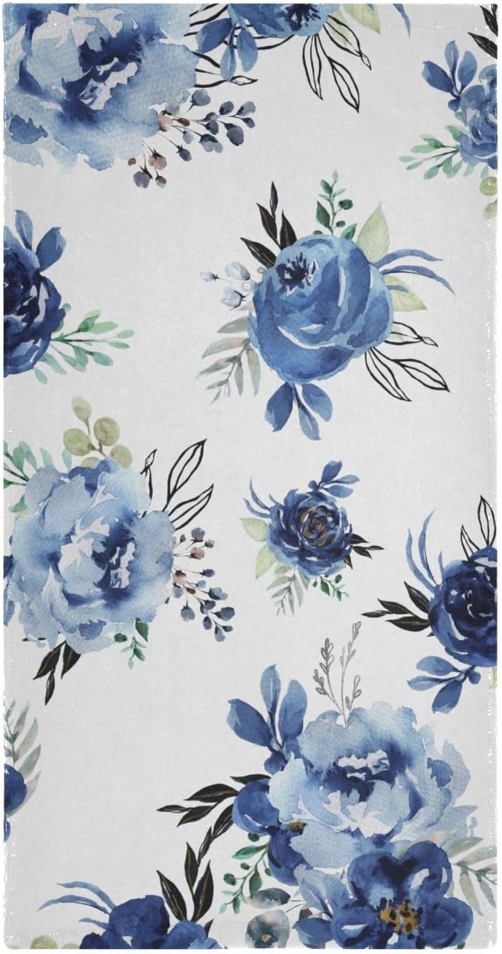 HUAZHIKOU Spring Navy Floral Hand Towels