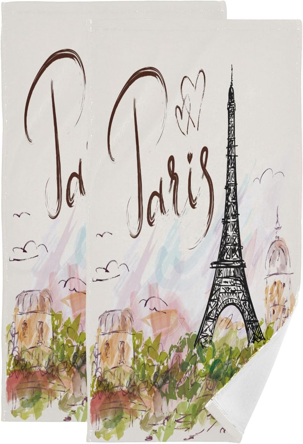 Paris Eiffel Tower Hand Towels for the Bathroom Set of 2