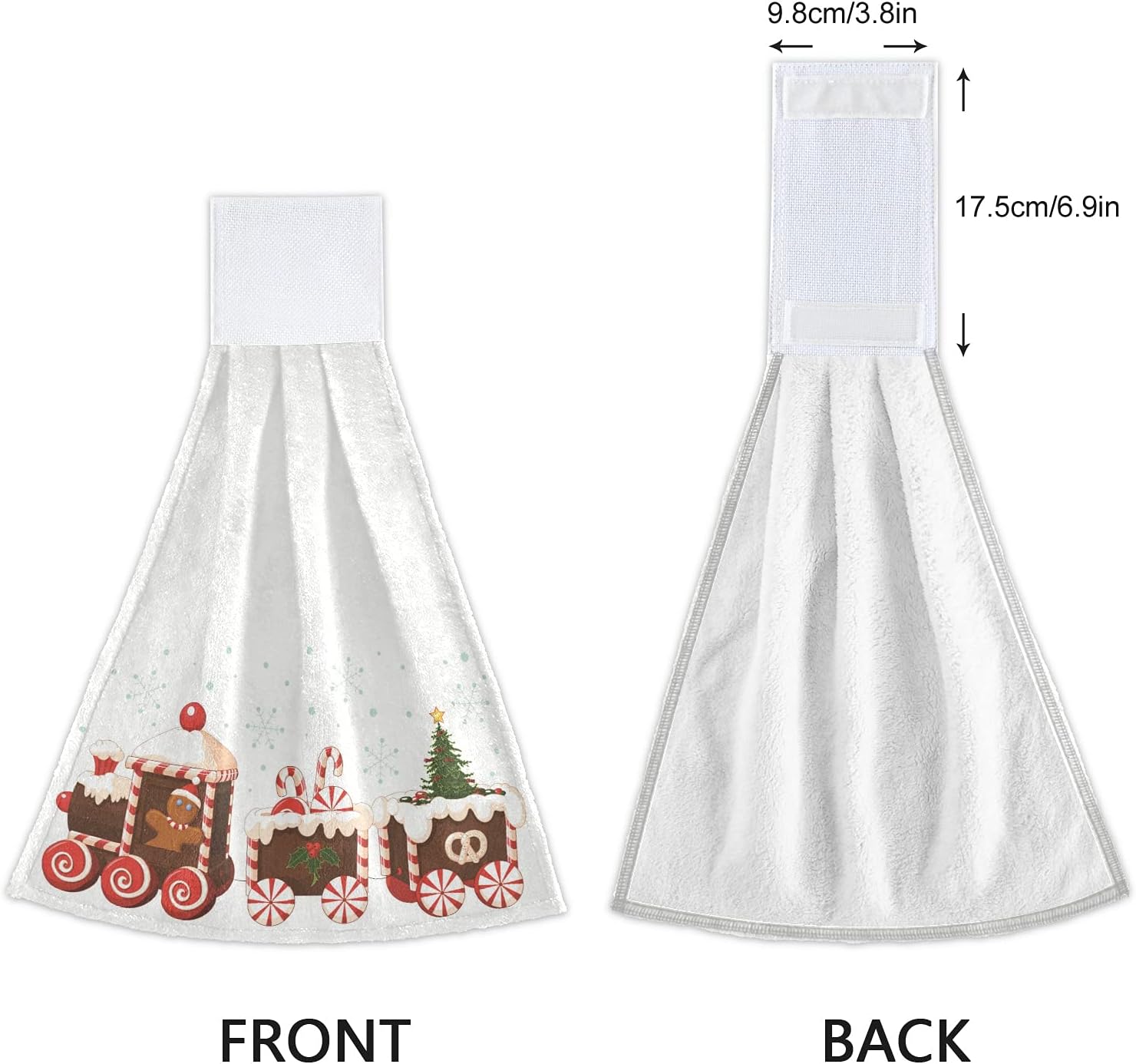 Aslsiy Christmas Gingerbread Train Hanging Kitchen Towels Set of 2