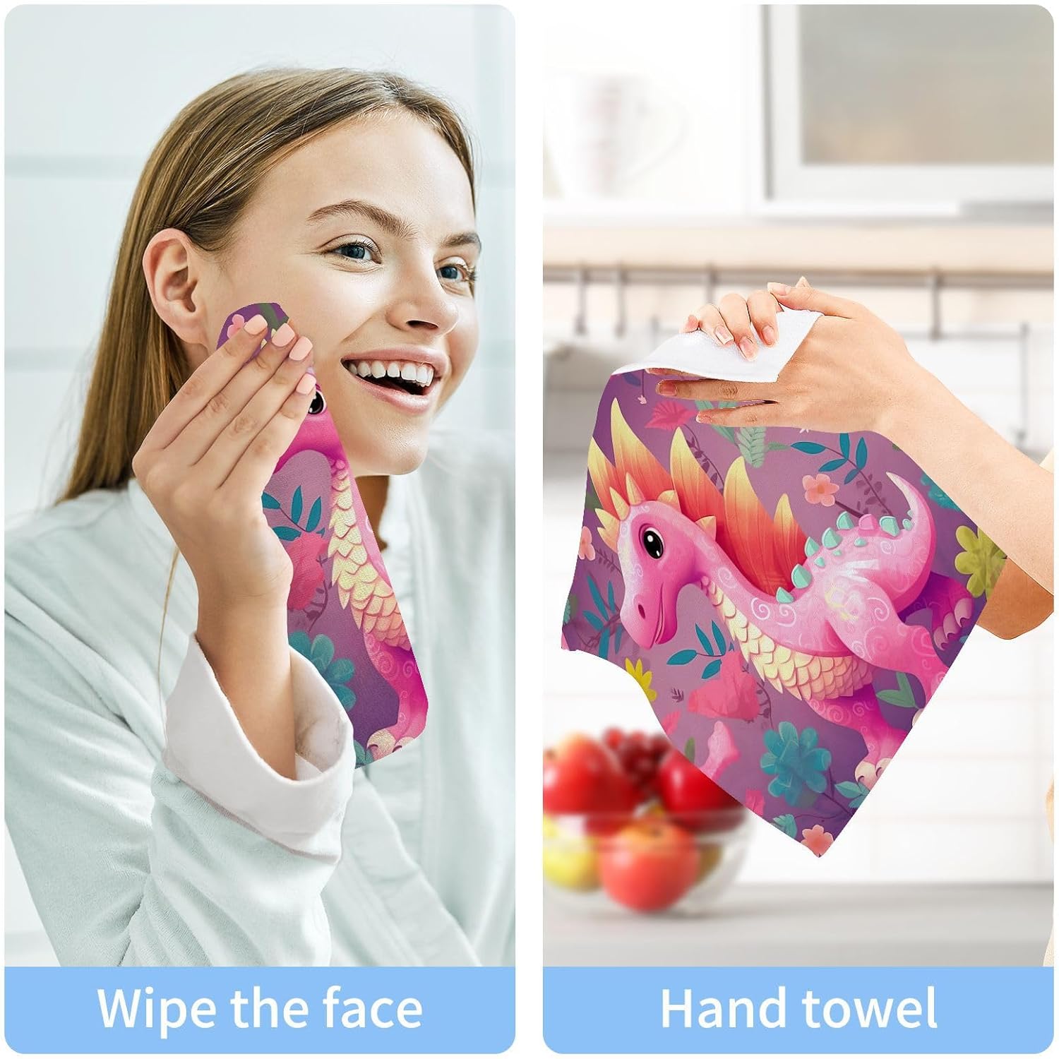 Dinosaur-Shaped Soft Washcloth Set for Babies Reusable 12x12