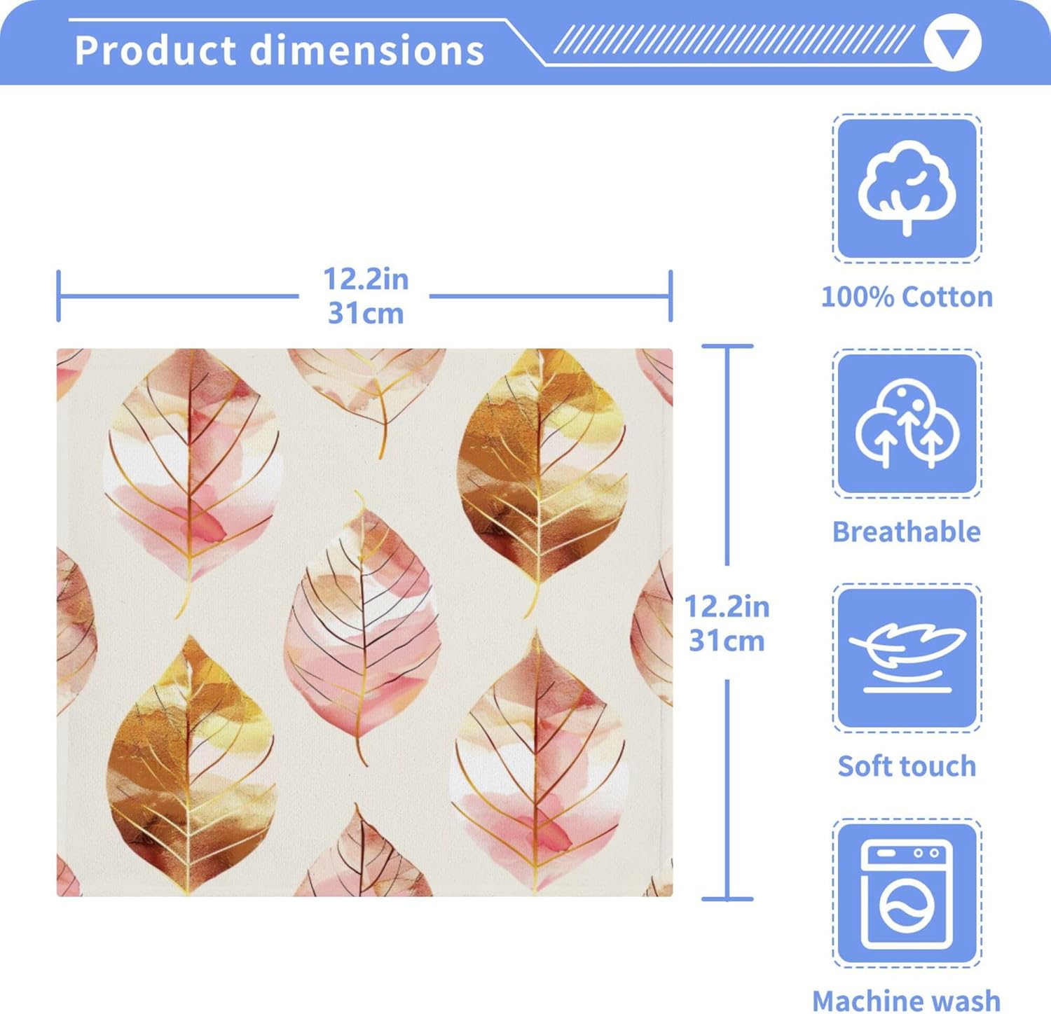 Xigua Leaves Washcloth Set for Fast Drying Effective Cleaning 2-12 x12inch