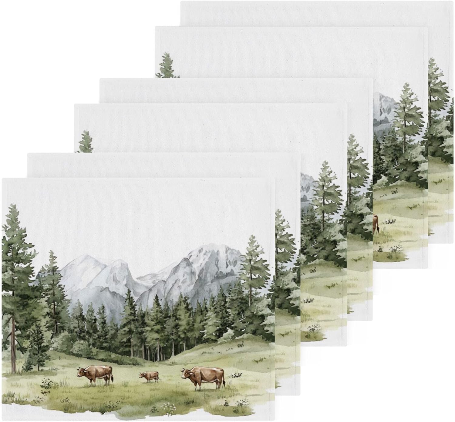 Green Trees and Pines Washcloth Set - Eco-Friendly Absorbent Durable