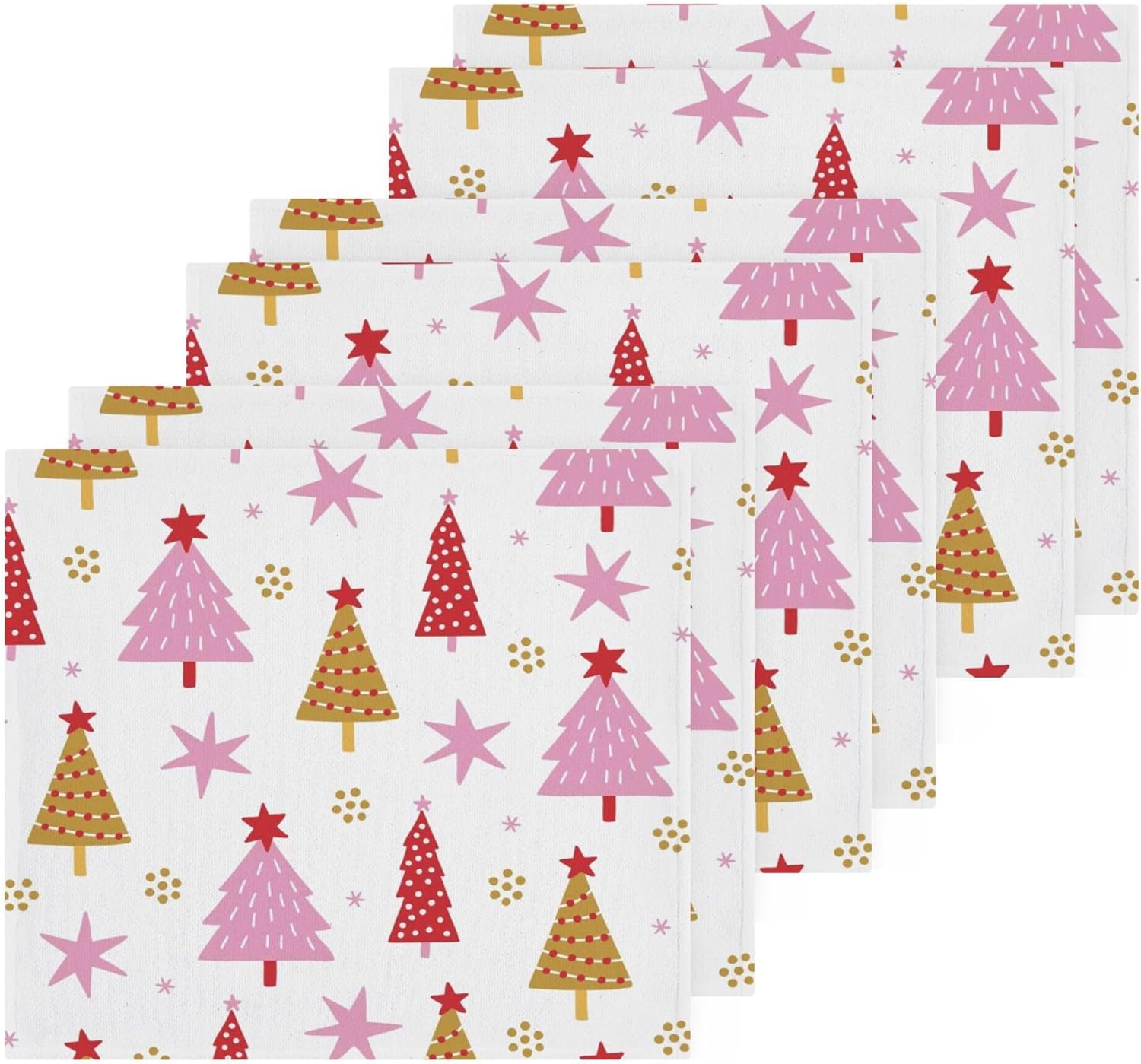 Xigua Cartoon Christmas Tree Washcloths Set of 2 - 12x12 Inch