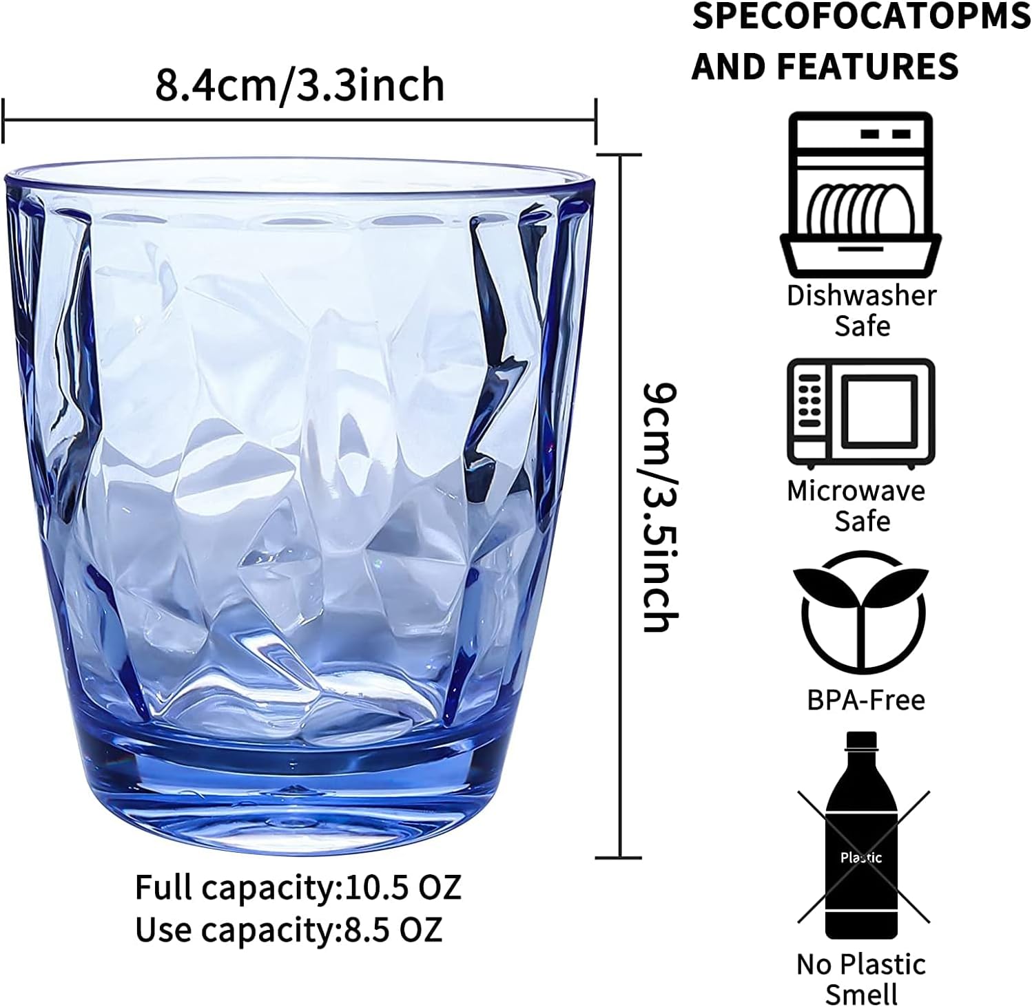 Fast shipping plastic tumblers stylish blue 10oz cups set of 4 4pcs