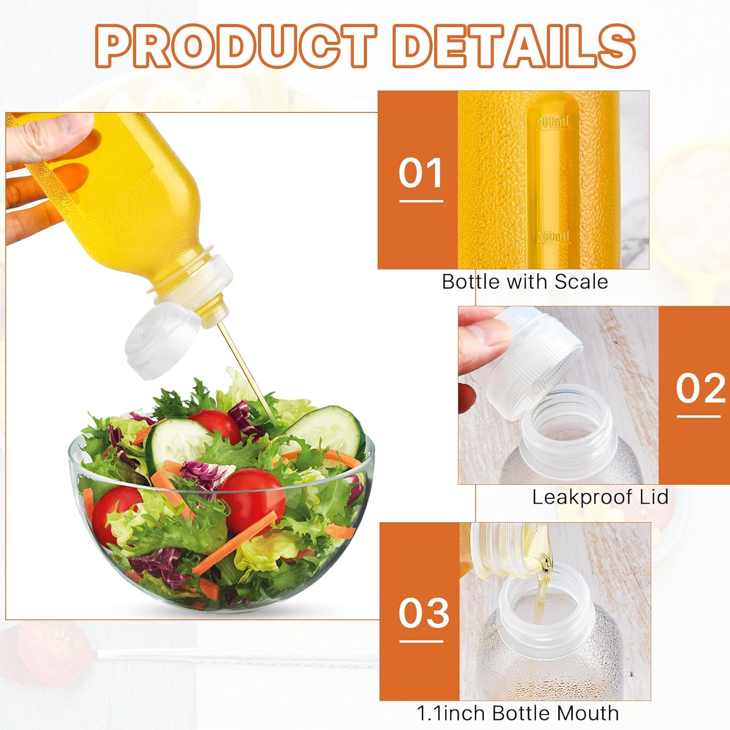 10-Piece Set of 16oz Condiment Squeeze Bottles