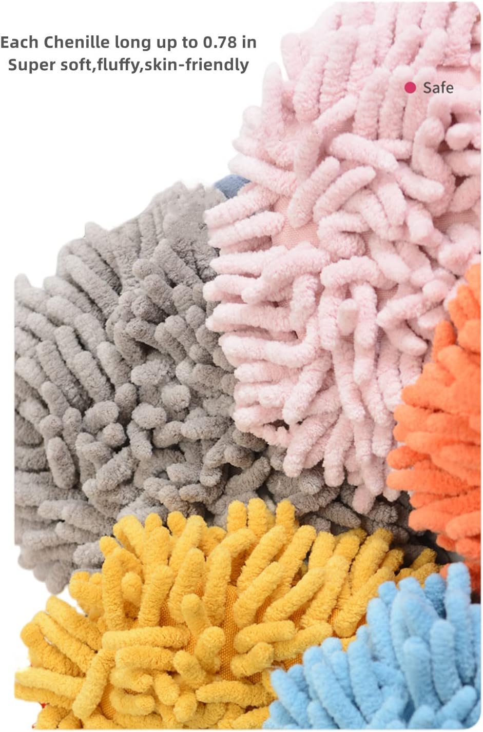 Chenille Hand Towel Set of 2 with Hanging Loops