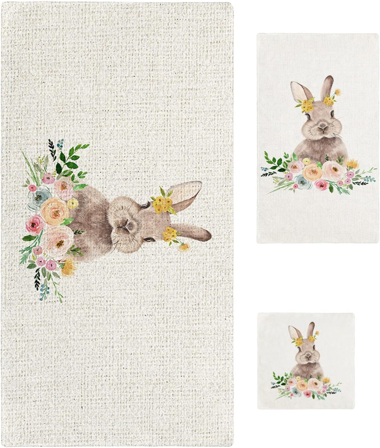 Boanket Watercolor Brown Bunny 3-Piece Towel Set
