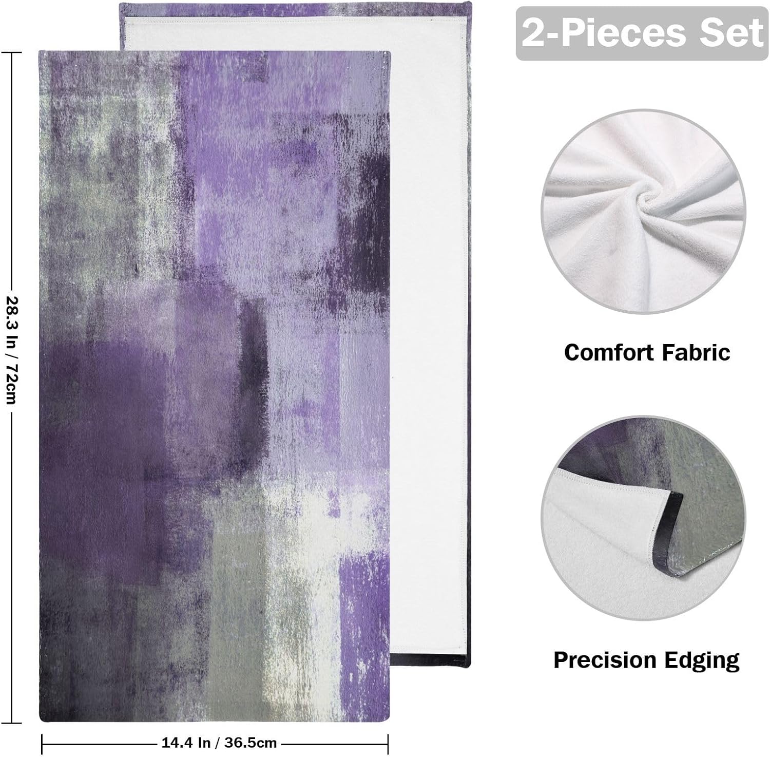 Purple Grey Hand Towels for Bathroom 2 Pack