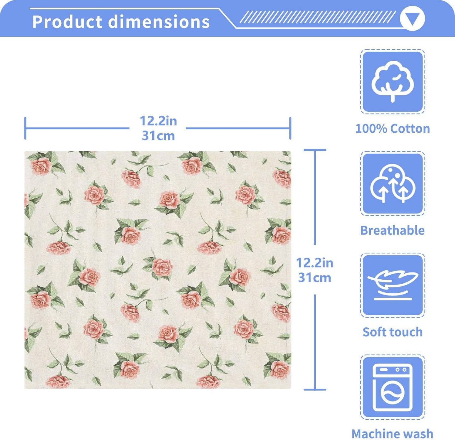 Vintage Rose Beige Four-Piece Washcloth Set