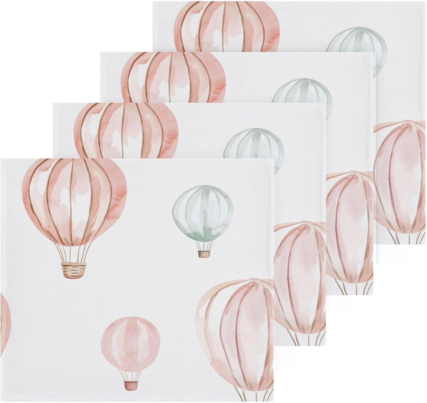Xigua Watercolor Hot Air Balloons Washcloth Set