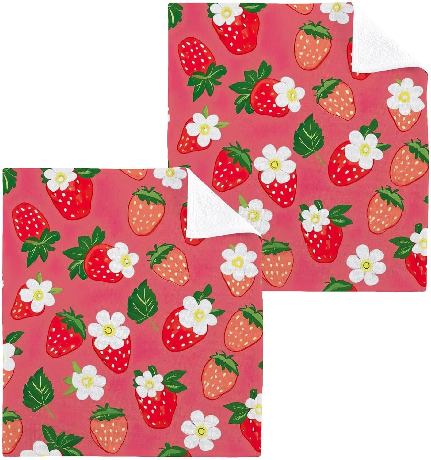YETTASBIN Strawberry Washcloths 2 Pack