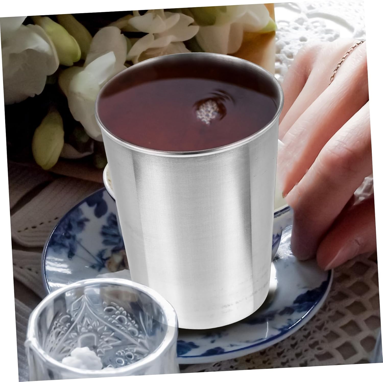 Stainless Steel Toothbrush Tumbler 180ml Strategically Placed for Daily Care