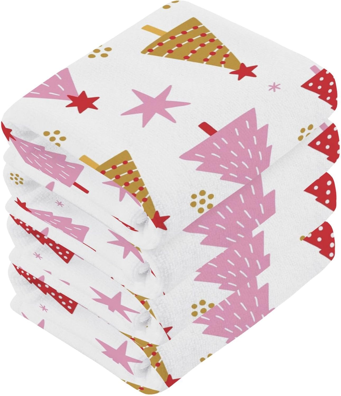 Xigua Cartoon Christmas Tree Washcloths Set of 2 - 12x12 Inch
