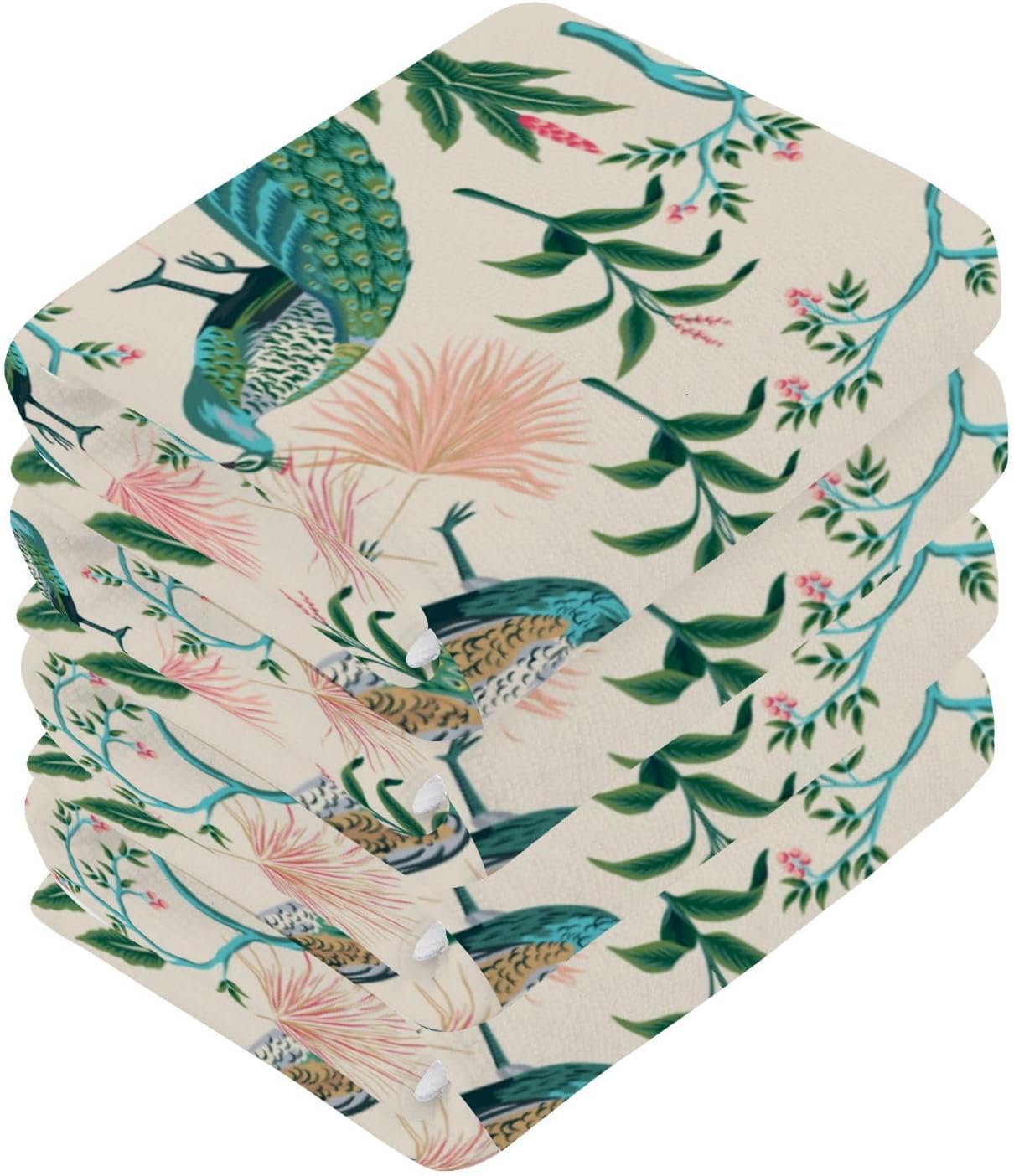 YETASBIN Peacock Feather Washcloths 2Pack
