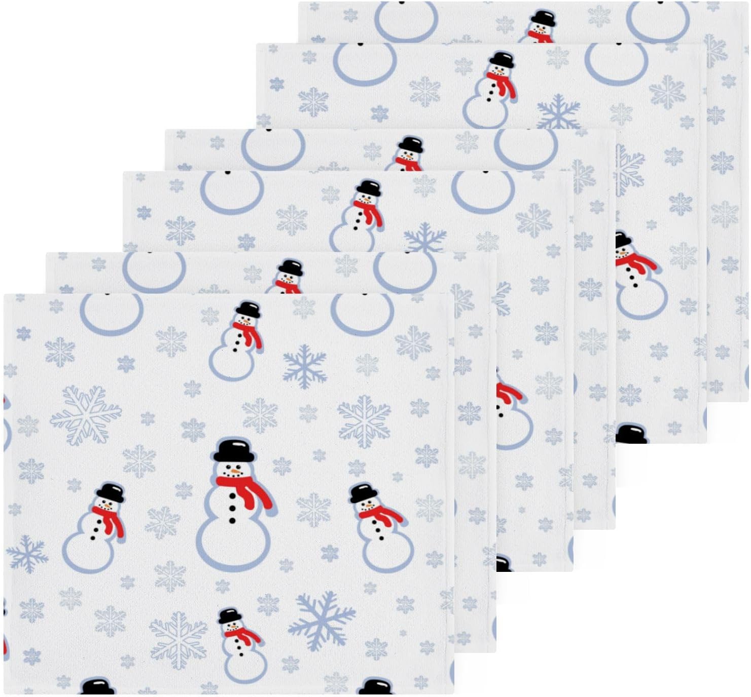 Christmas Snowman Washcloths 2 Pack Soft Absorbent Cotton Face Towels