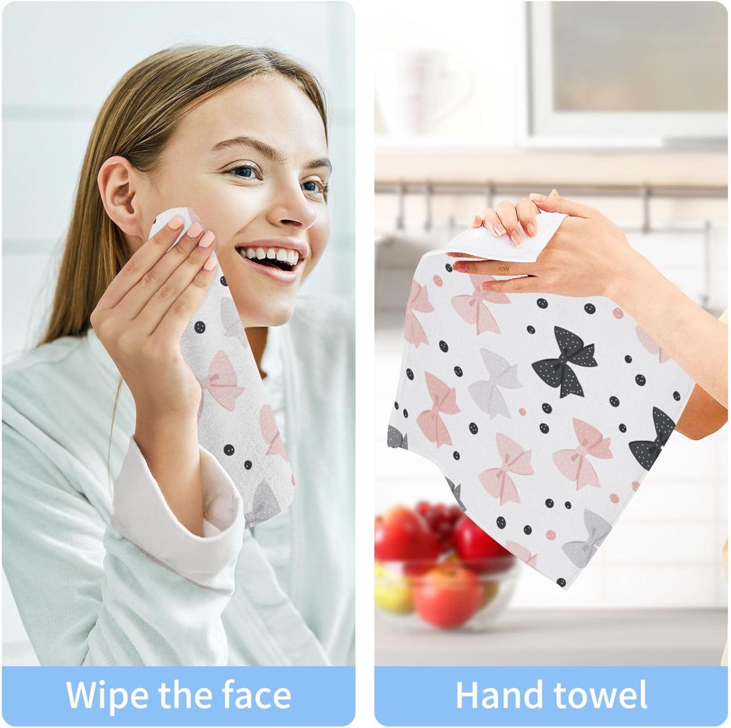 Xigua Bows Washcloths Set of 2 12x12 Inch