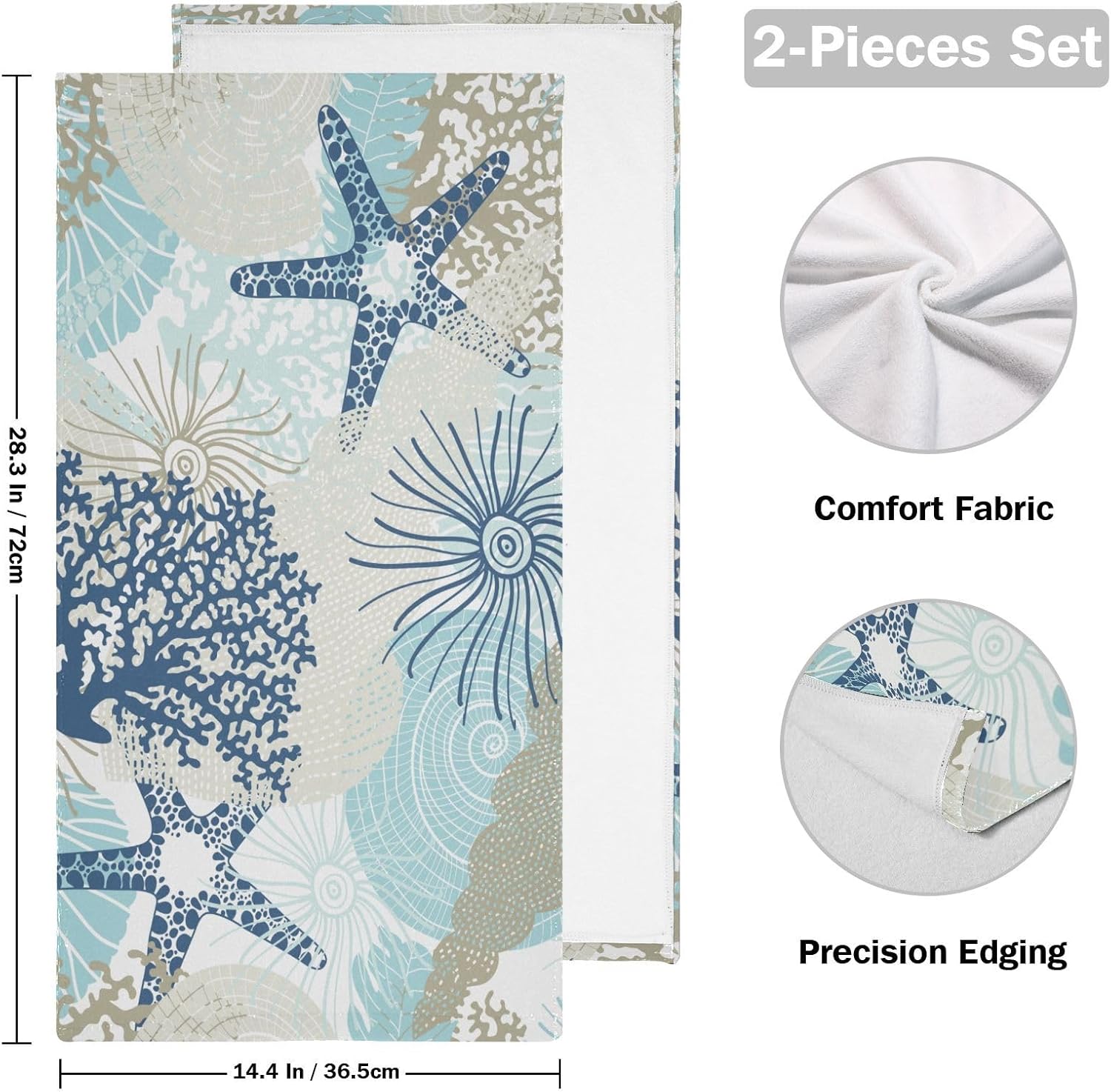 Kenadvi Nautical Hand Towels Set - 2 x 14 x 28