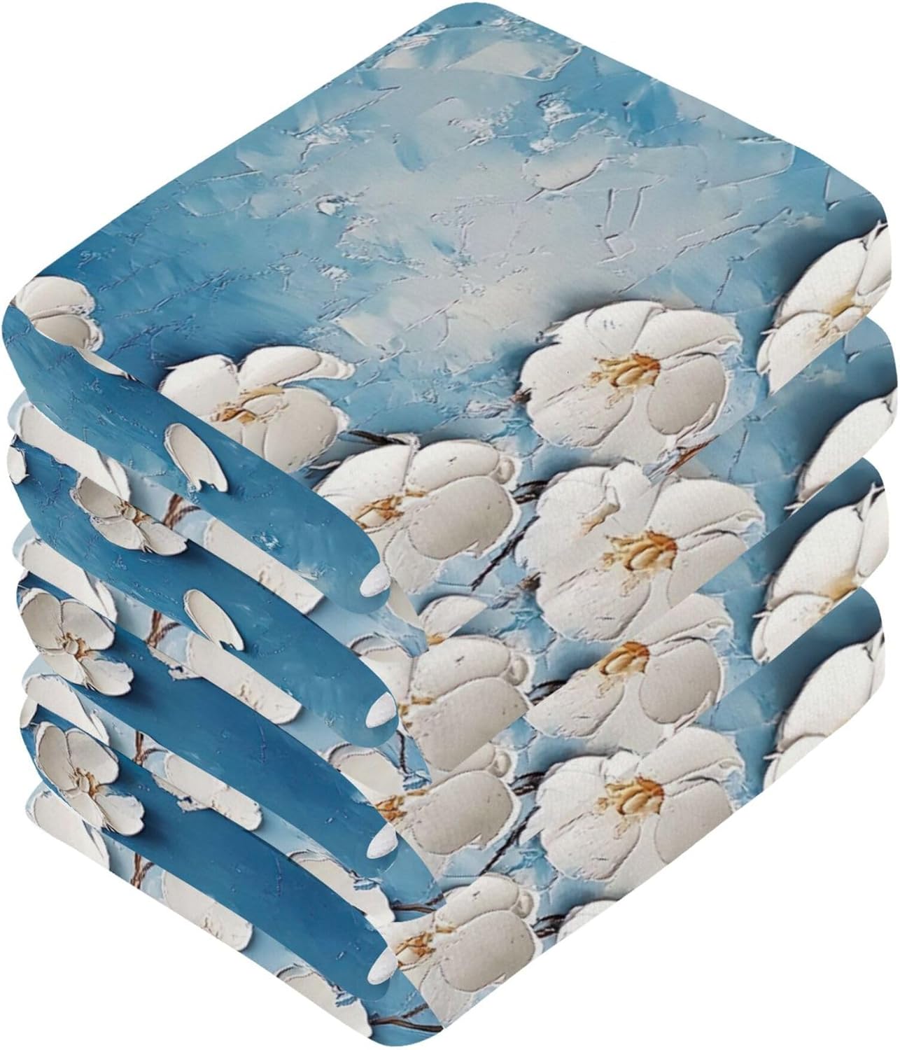 Xigua White Flowers Washcloth Set