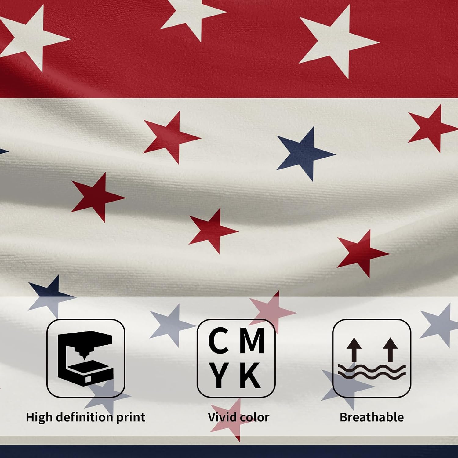 Patriotic Blue Red White Stars Hand Towels for Independence Day