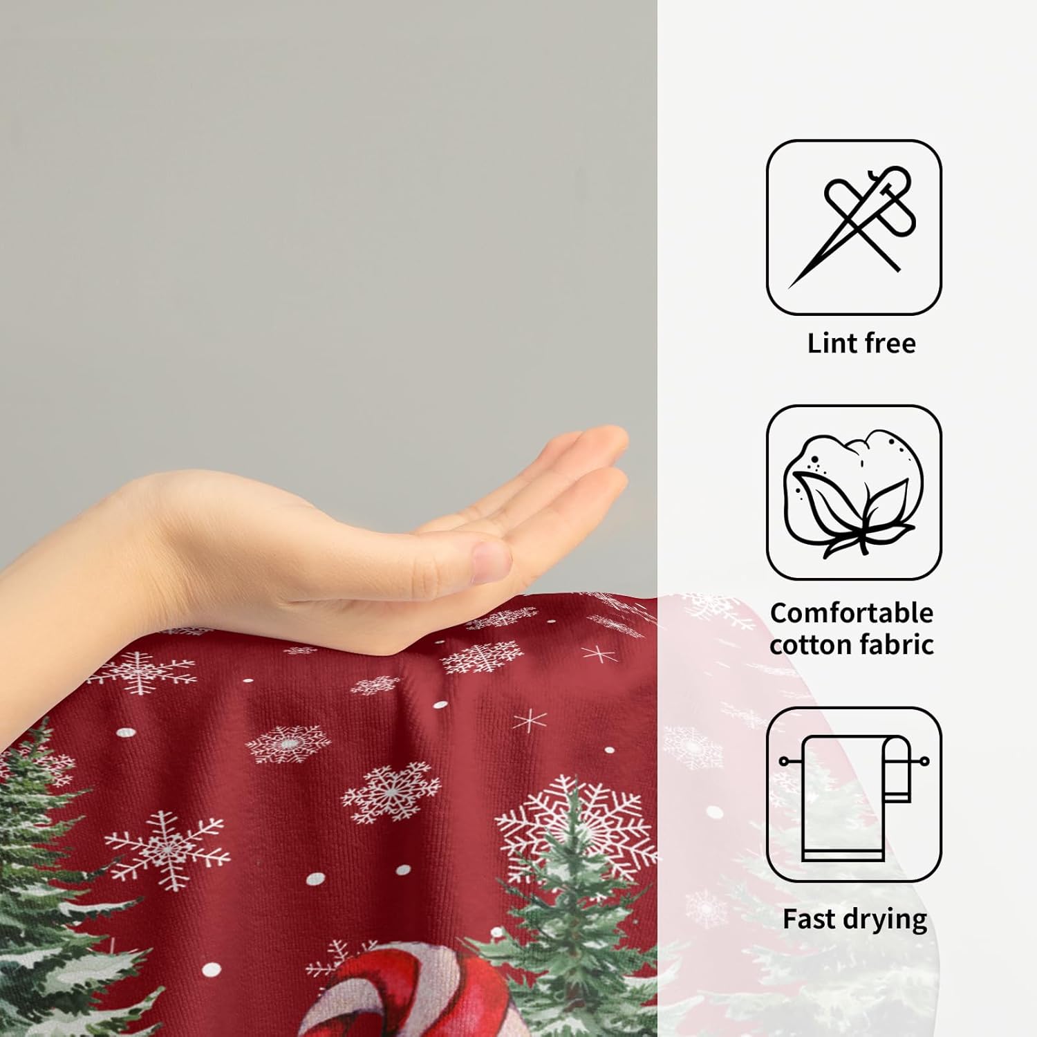 Red Christmas Gnome Hand Towel Set of 2 Winter Snowflake Towel 1