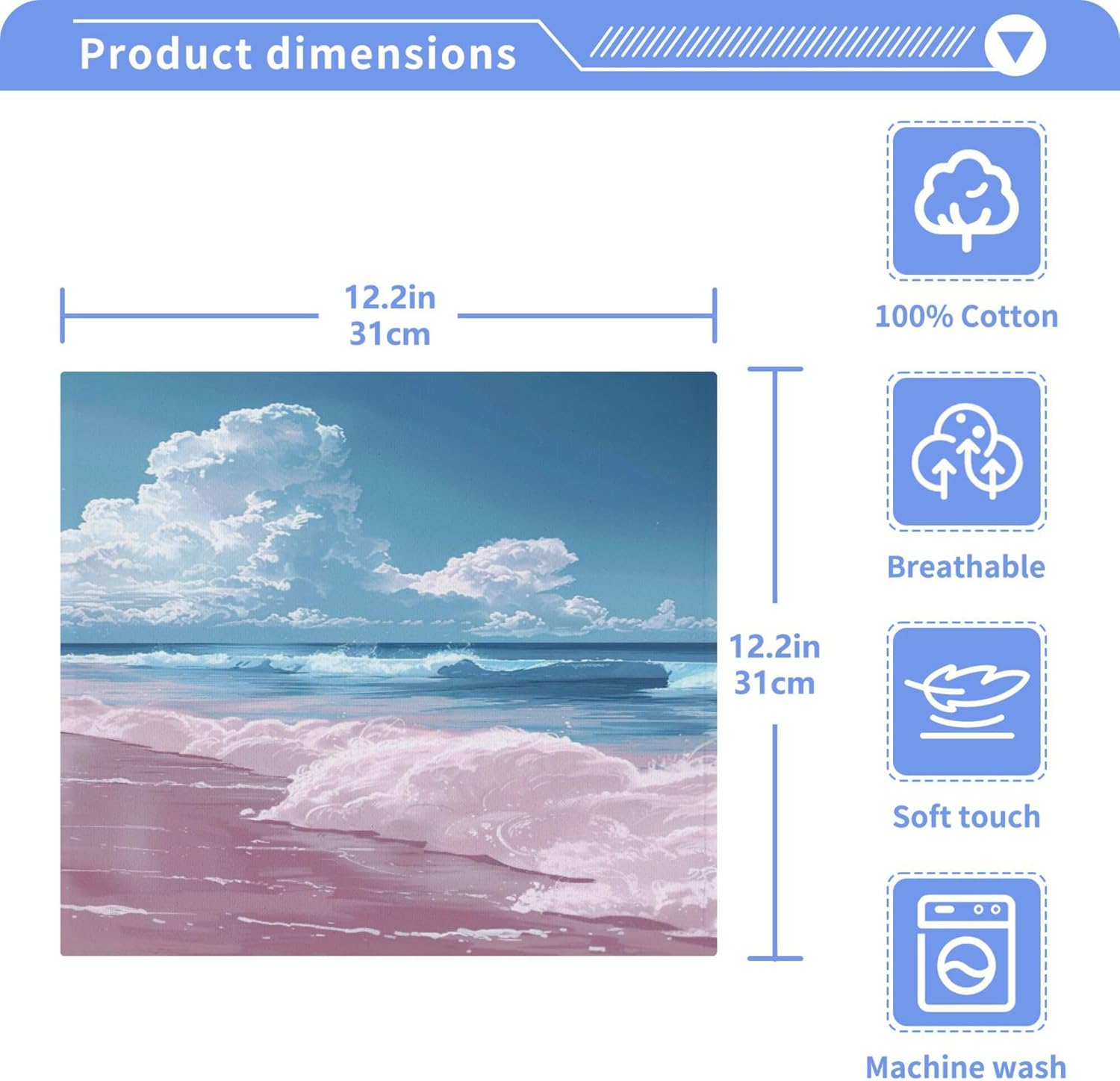 Xigua Beach Washcloths Set of 2 12x12 Inch