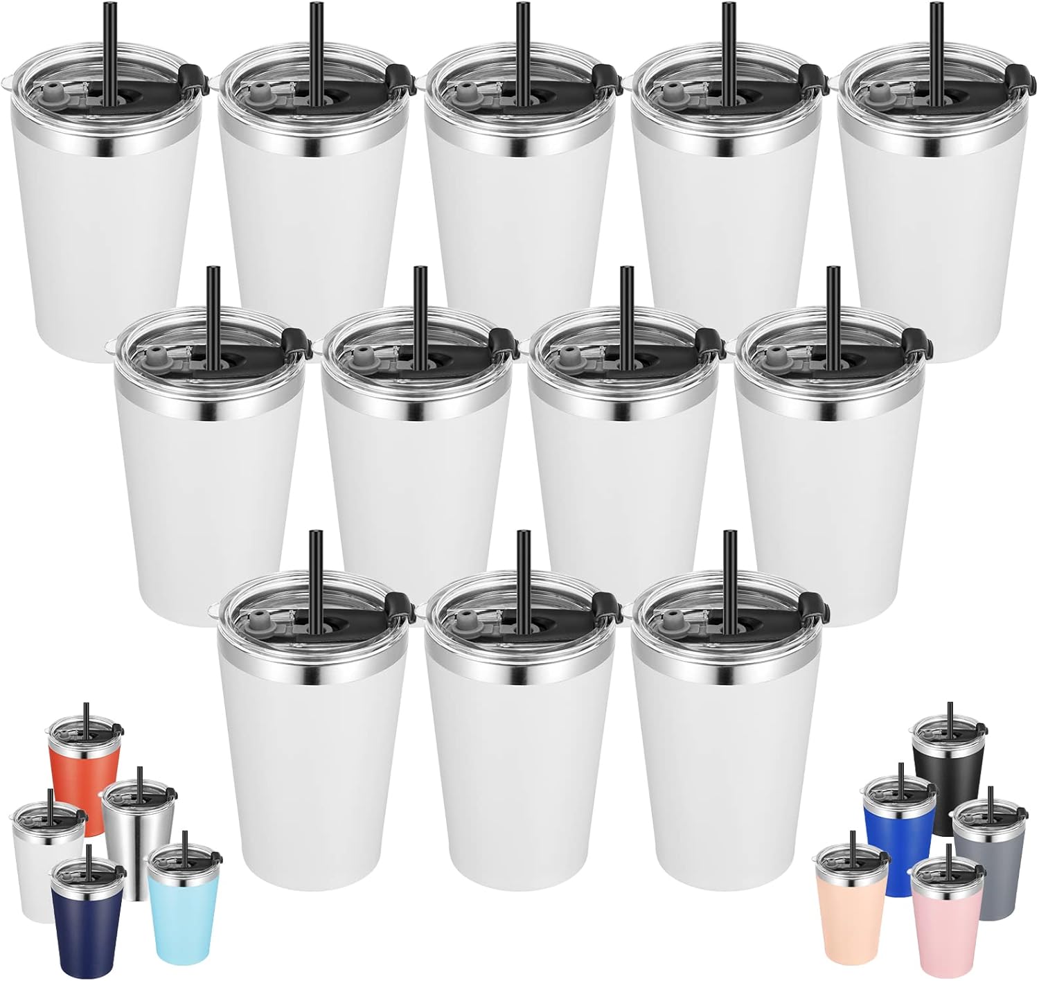 Sturdy 12 oz Tumbler with Lid Straw for Travel