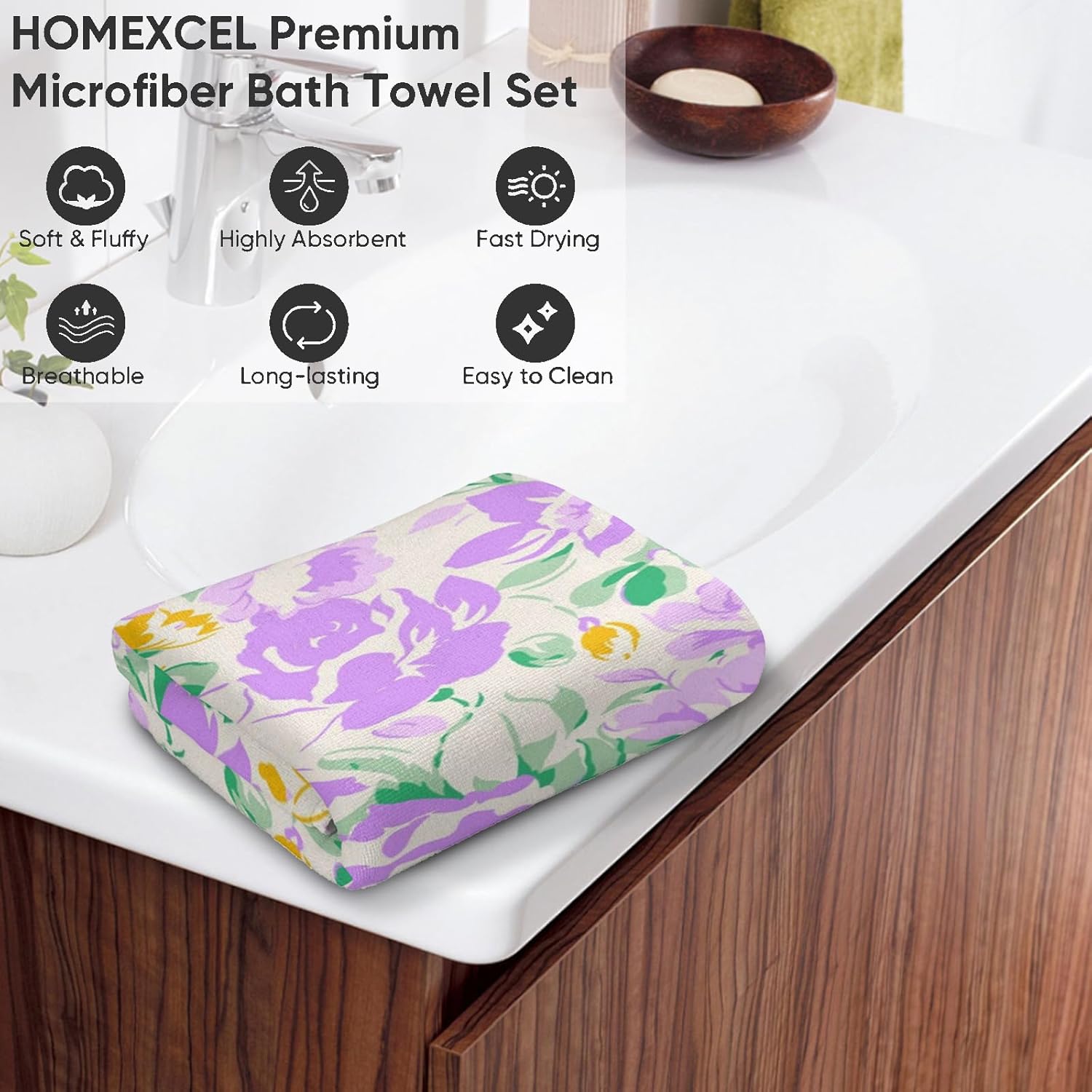 Cherry Blossom Hand Towels - 2Pack 145x28 Microfiber and Cotton Set with Butterfly Pattern
