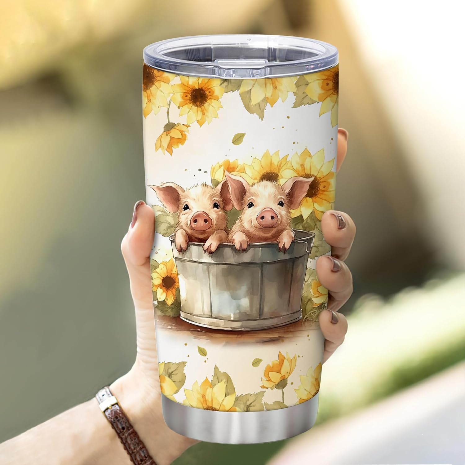 Hyturtle Custom Name Stainless Steel Tumbler 20oz for Pig Lover