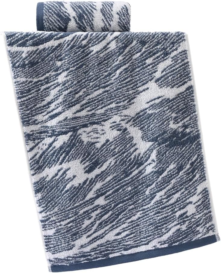YiLUOMO 2-Piece Blue Cotton Zebra Towel Set