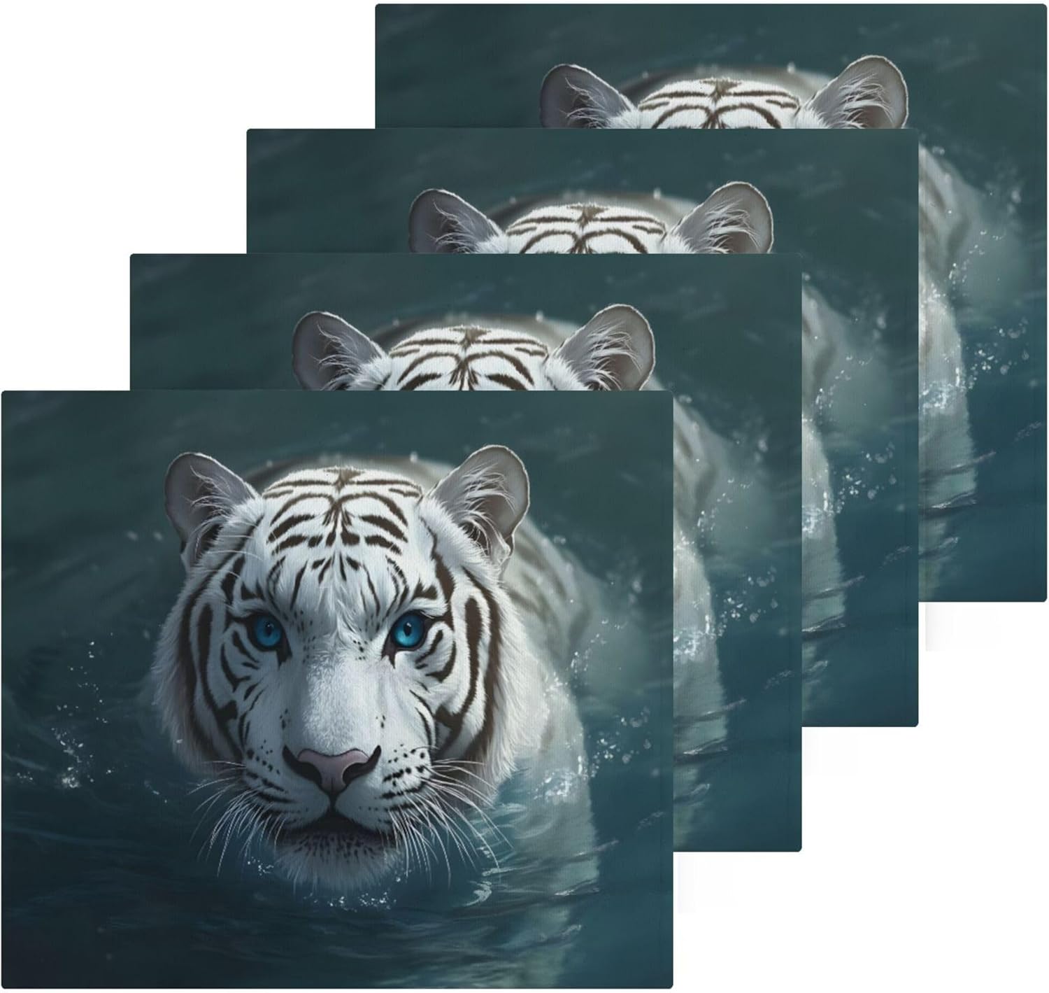 Kigai Ultra Soft White Tiger Washcloth Set