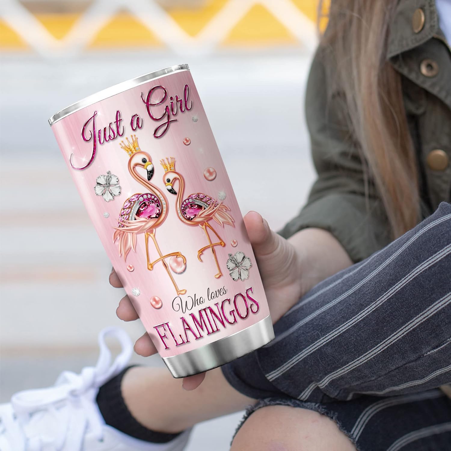 ZOXIX Flamingo Tumbler Personalized Name - Cute Jewelry Style for Girls