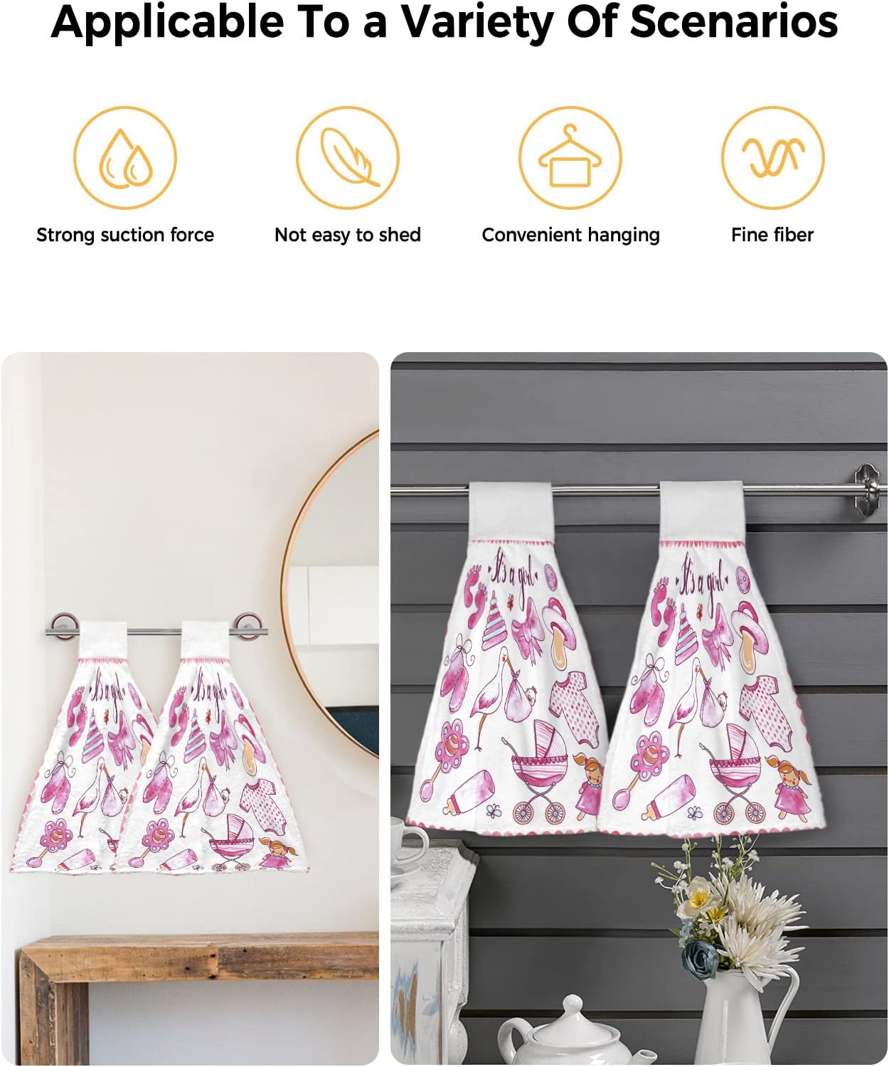 Space-Saving Kitchen Hand Towels with Hook and Loop Closure