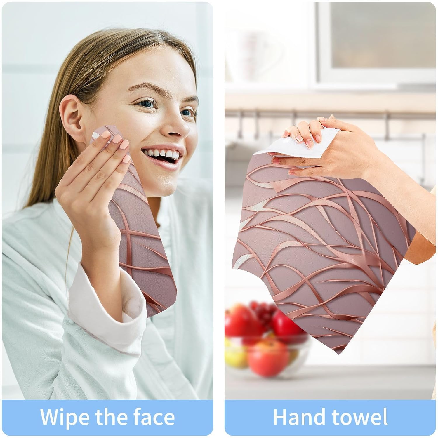 Elegant Rose Gold Stripes Washcloth Set