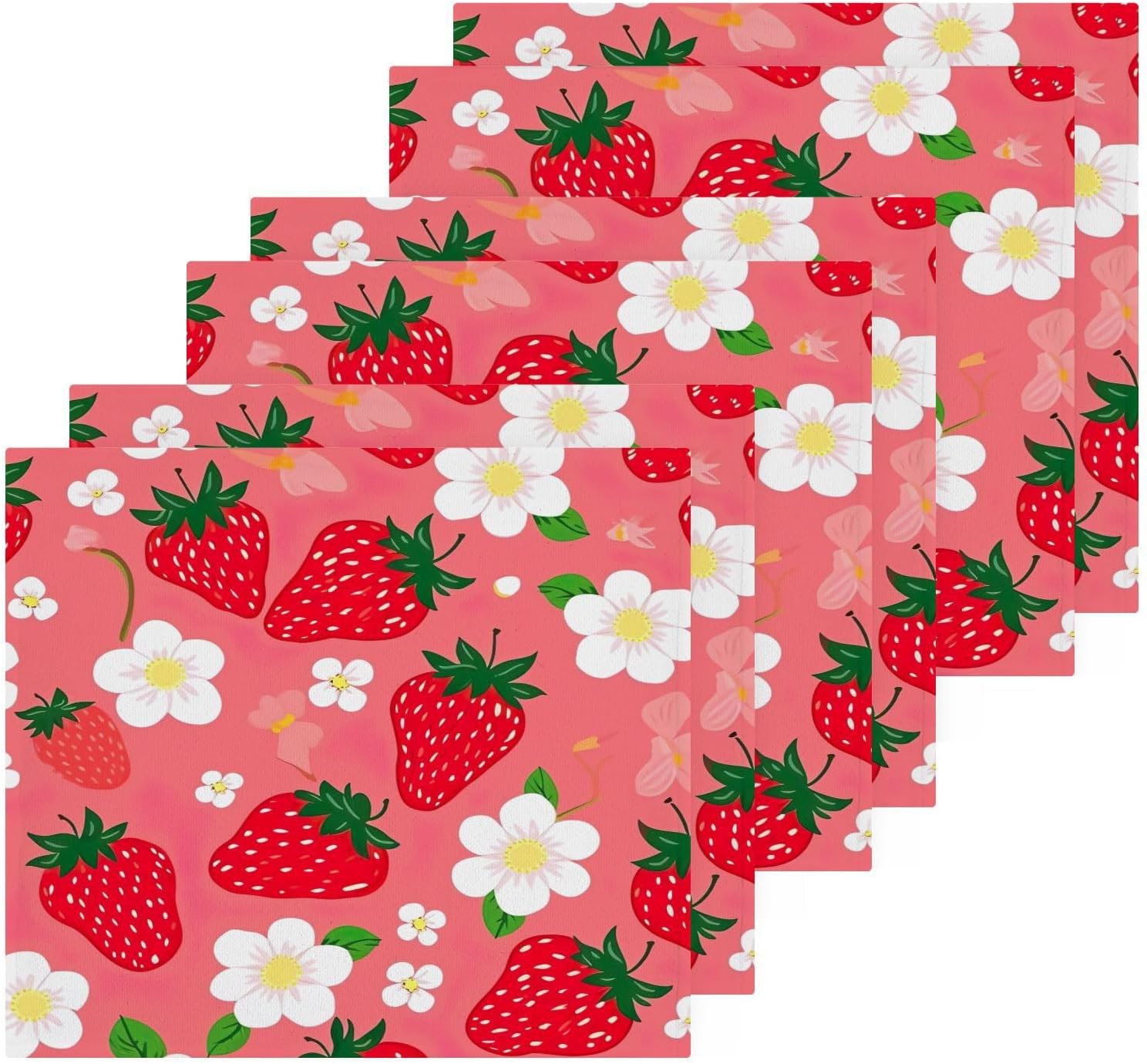 Strawberry Washcloth Set Reusable Soft 12x12